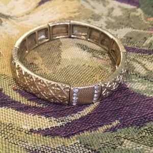 Lia Sophia stretchy gold and rhinestone bracelet